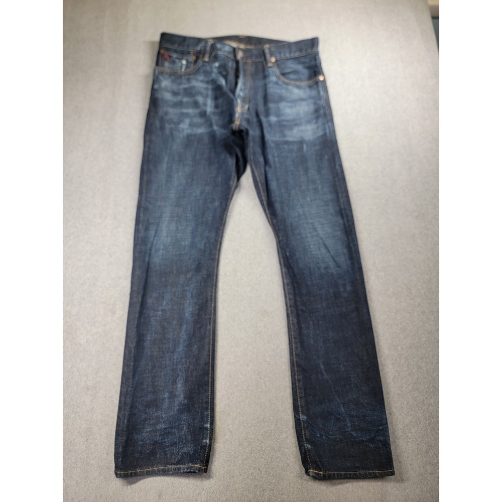 Polo Ralph Lauren Jeans Mens 36 34x32 Slim Straight Varick Distressed Honeycomb‎